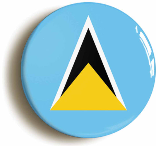 A picture of the front of the product, titled Saint Lucia National Flag Button Pin Badge