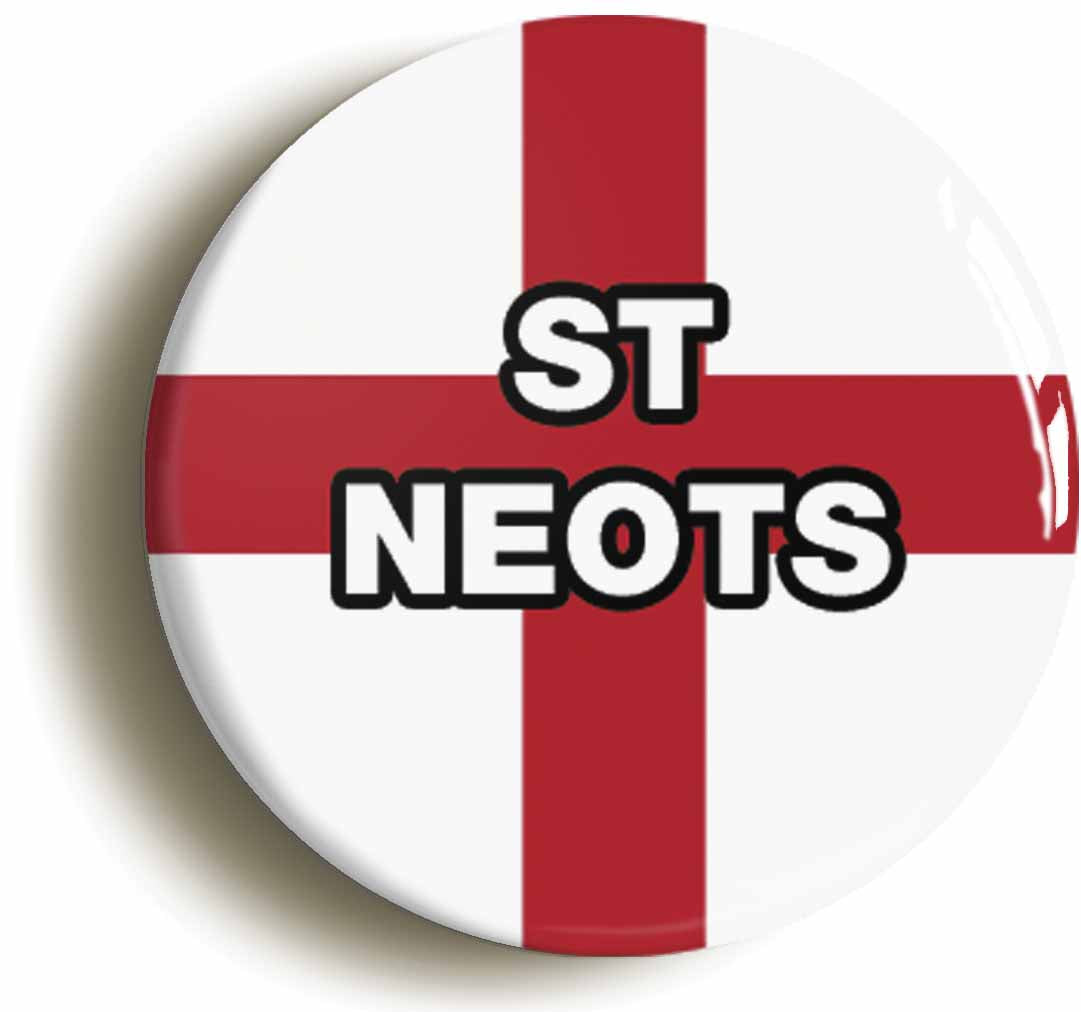A picture of the front of the product, titled St Neots England Flag Button Pin Badge