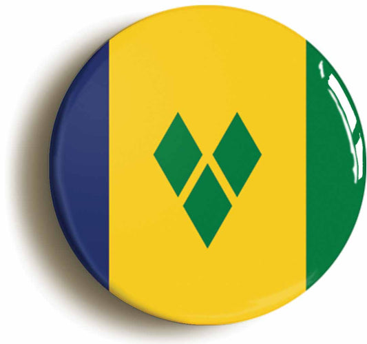 A picture of the front of the product, titled Saint Vincent And The Grenadines National Flag Circular 50mm Fridge Magnet