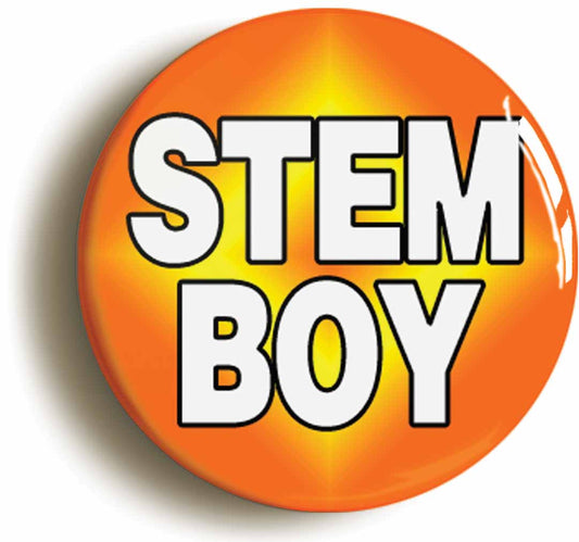 A picture of the front of the product, titled Stem Boy Science Technology Maths Button Pin Badge