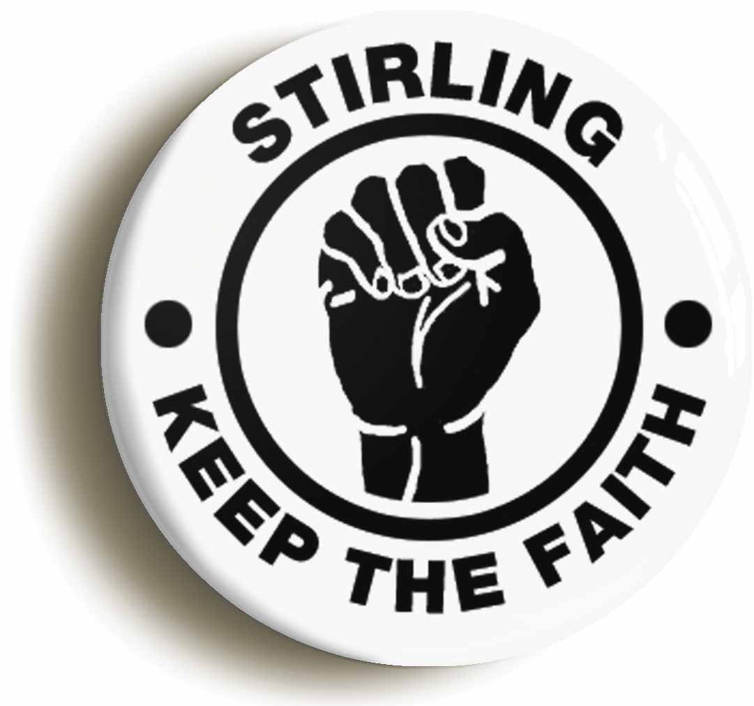 A picture of the front of the product, titled Stirling Keep The Faith Circular 50mm Fridge Magnet