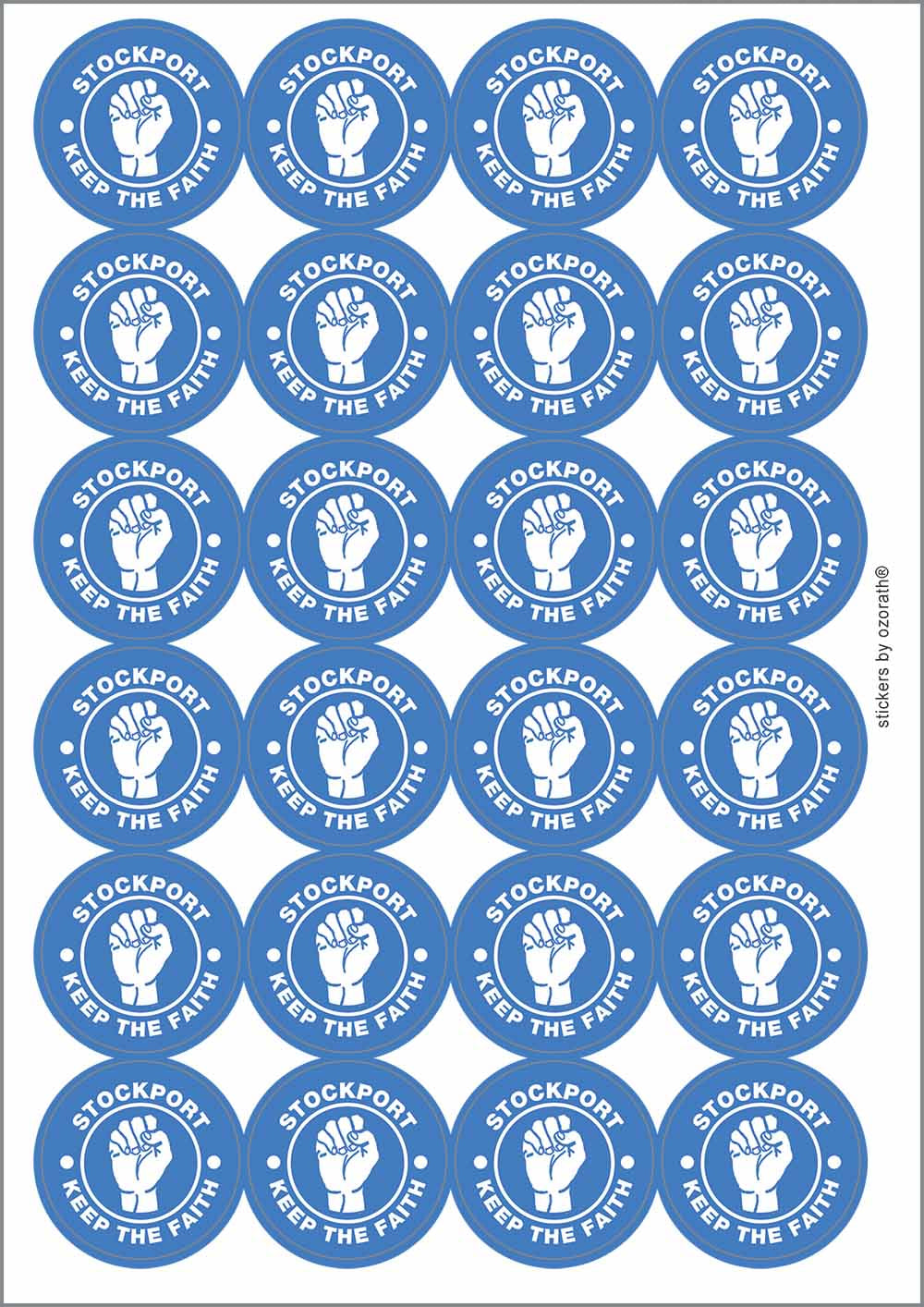 A picture of an A4 sheet of matte paper stickers