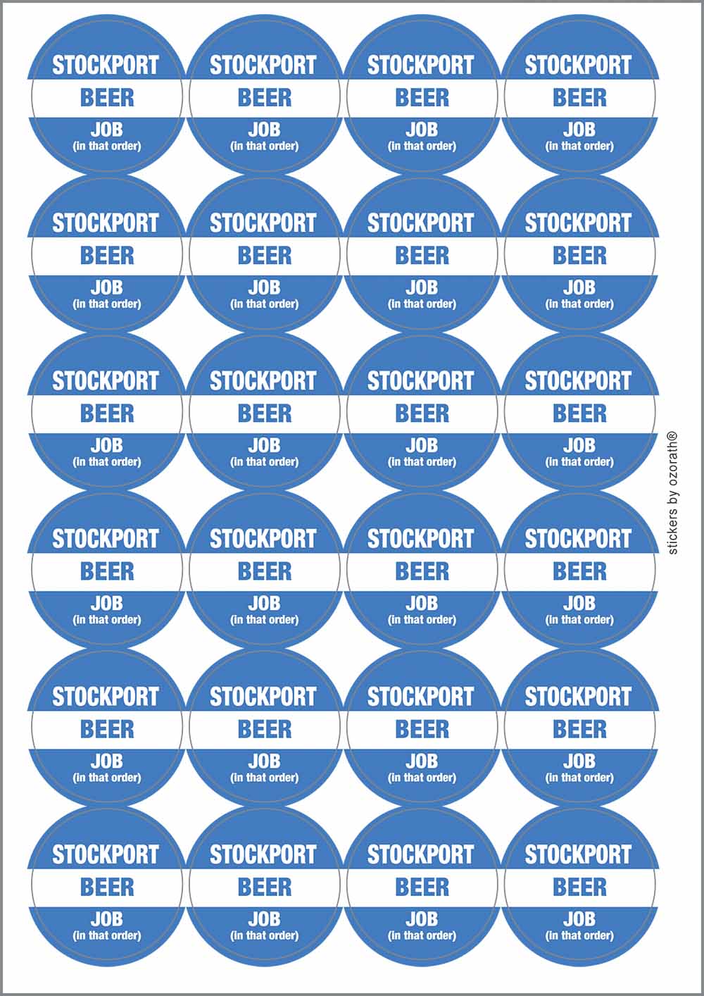 A picture of an A4 sheet of matte paper stickers