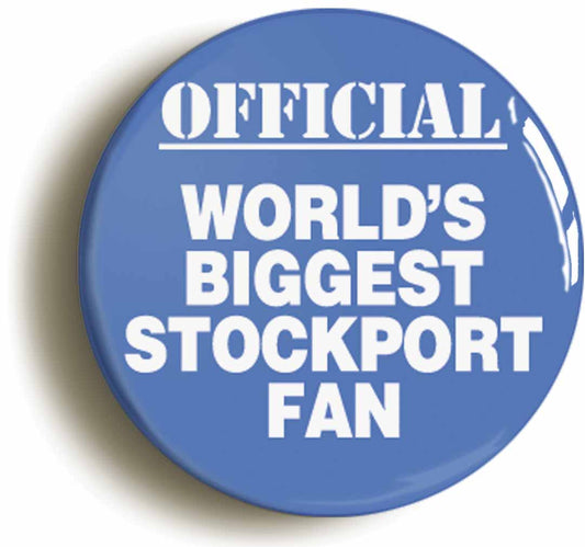 A picture of the front of the product, titled World's Biggest Stockport Fan Circular 50mm Fridge Magnet