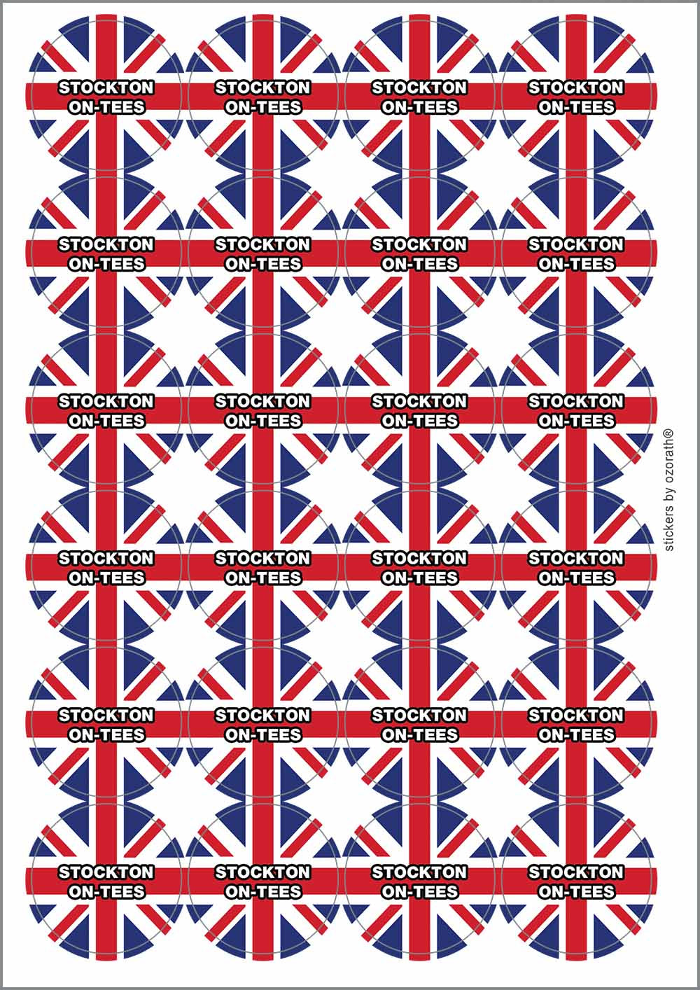 A picture of an A4 sheet of matte paper stickers