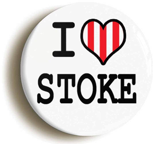 A picture of the front of the product, titled I Heart Love Stoke Button Pin Badge