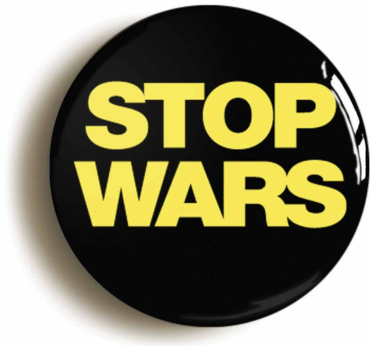 A picture of the front of the product, titled Stop Wars Peace Button Pin Badge