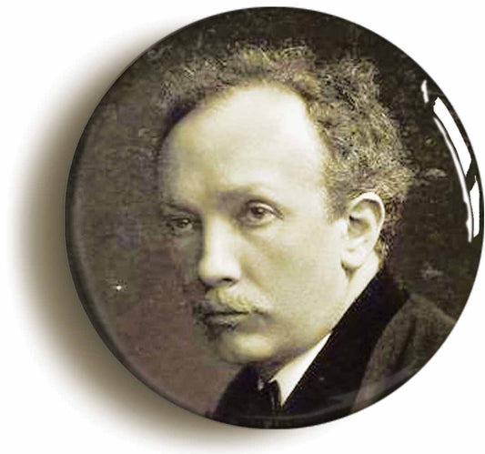 A picture of the front of the product, titled Richard Strauss Romantic Classical Music Button Pin Badge