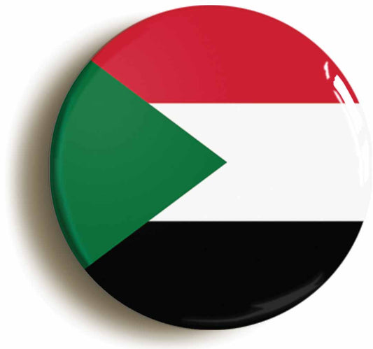 A picture of the front of the product, titled Sudan Sudanese National Flag Circular 50mm Fridge Magnet