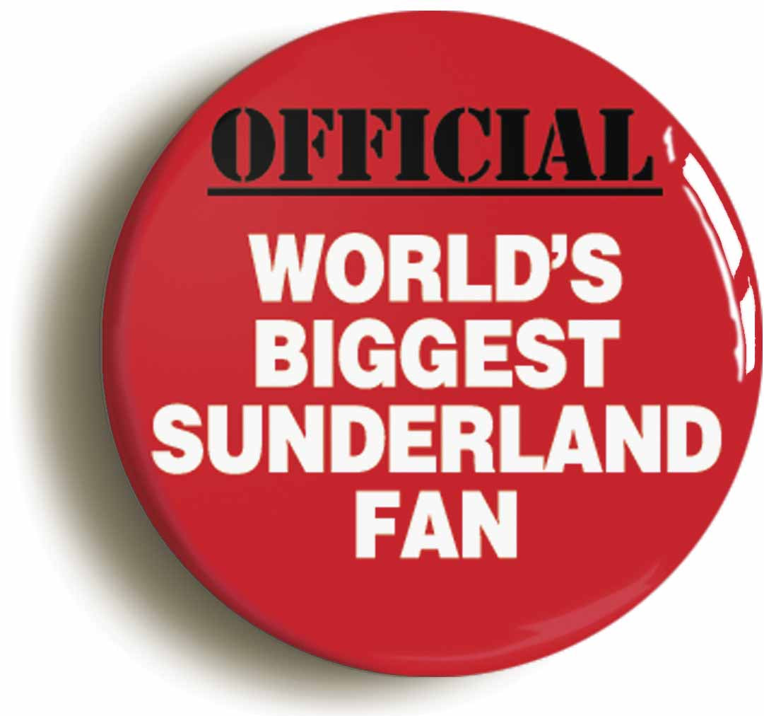 A picture of the front of the product, titled World's Biggest Sunderland Fan Circular 50mm Fridge Magnet