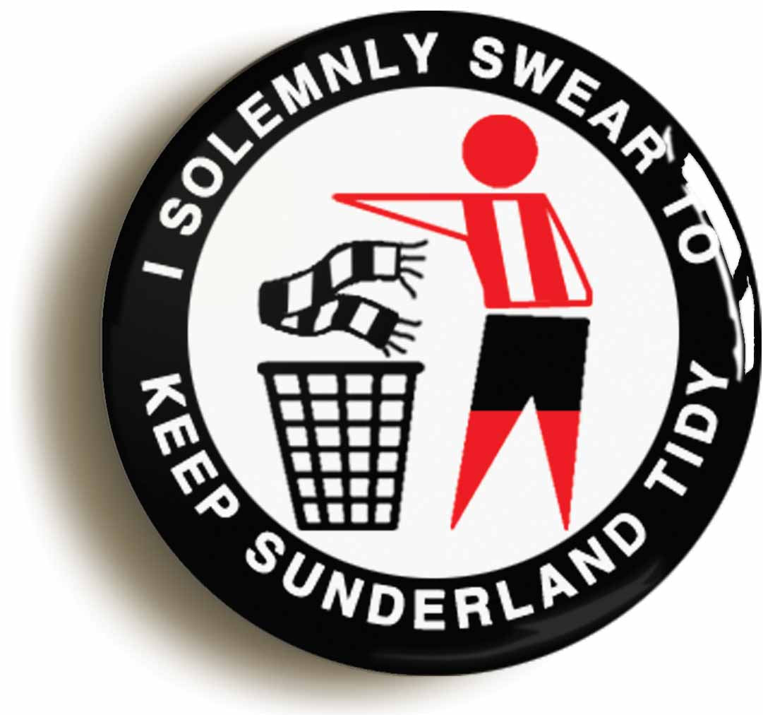 A picture of the front of the product, titled I Solemnly Swear To Keep Sunderland Tidy Circular 50mm Fridge Magnet