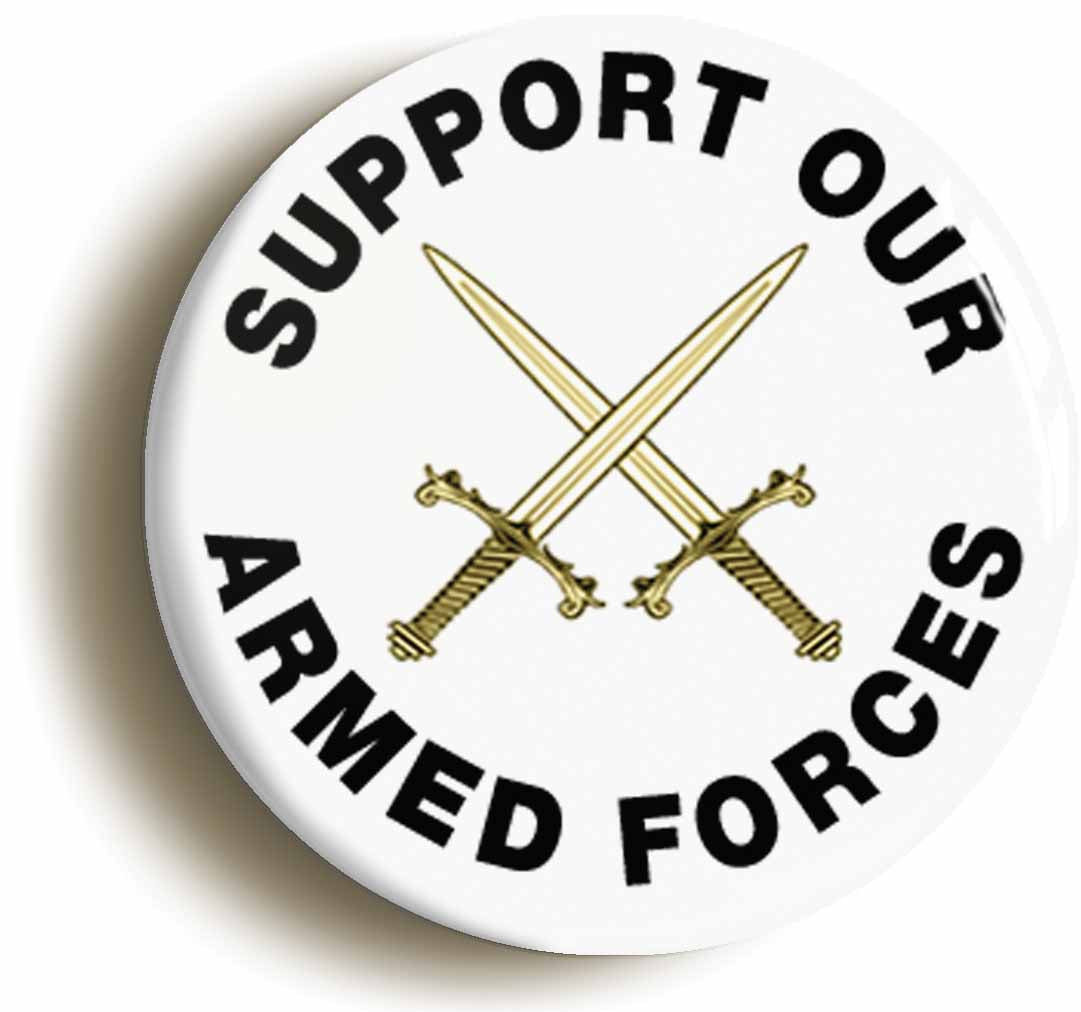 A picture of the front of the product, titled Support Our Armed Forces Remembrance Button Pin Badge