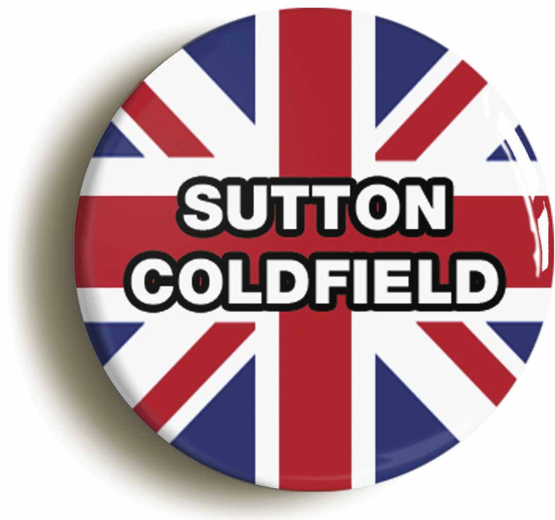 A picture of the front of the product, titled Sutton Coldfield Union Jack Circular 50mm Fridge Magnet