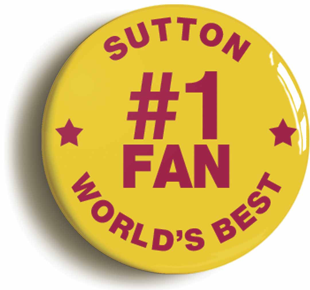 A picture of the front of the product, titled Sutton #1 Fan Circular 50mm Fridge Magnet