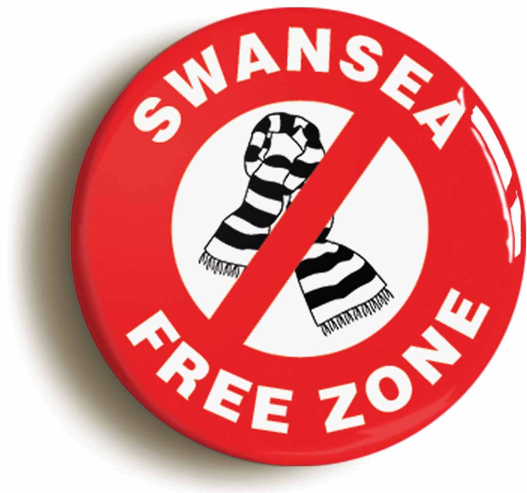 A picture of the front of the product, titled Swansea Free Zone Circular 50mm Fridge Magnet