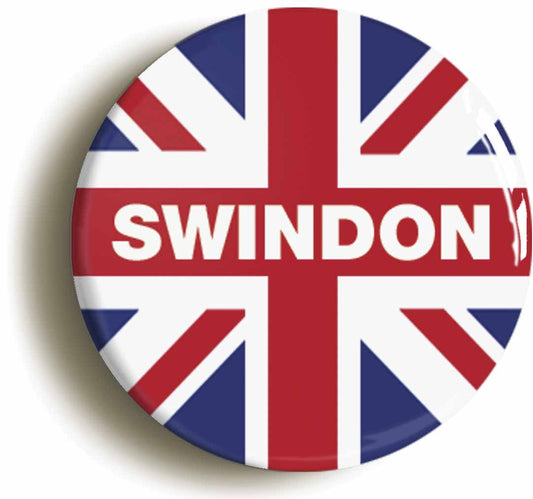 A picture of the front of the product, titled Swindon Union Jack Circular 50mm Fridge Magnet