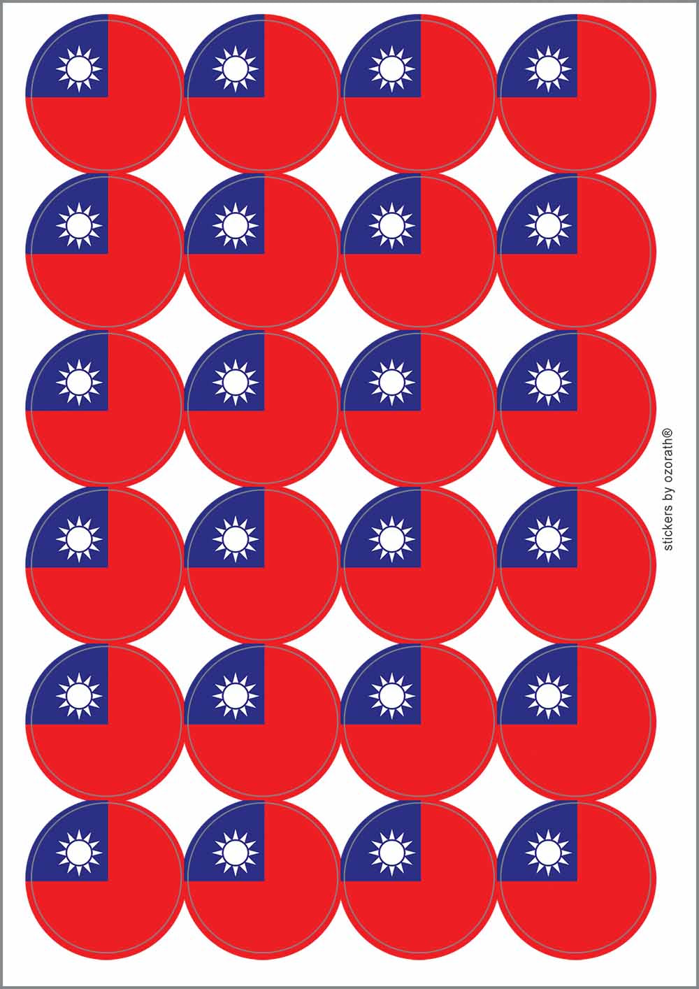 A picture of an A4 sheet of matte paper stickers