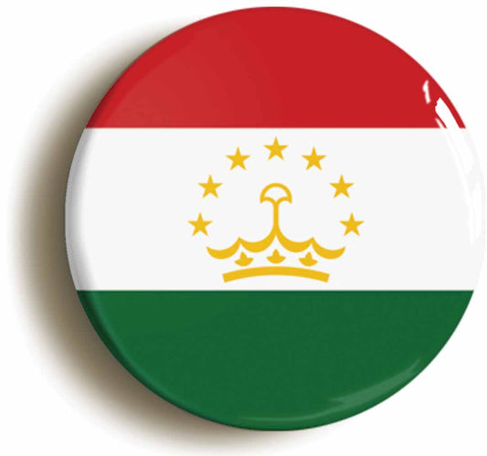 A picture of the front of the product, titled Tajikistan Tajikistani National Flag Button Pin Badge