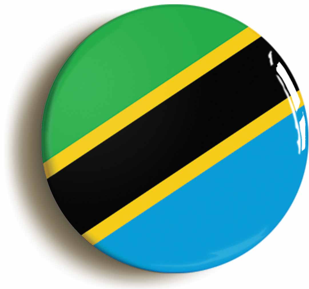 A picture of the front of the product, titled Tanzania Tanzanian National Flag Circular 50mm Fridge Magnet