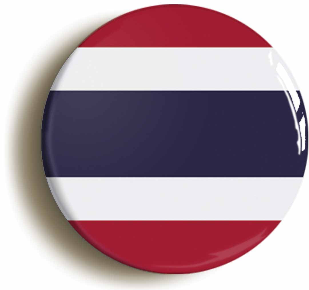 A picture of the front of the product, titled Thailand Thai National Flag Button Pin Badge