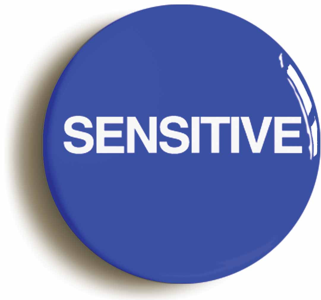 A picture of the front of the product, titled Sensitive Indiepop Button Pin Badge