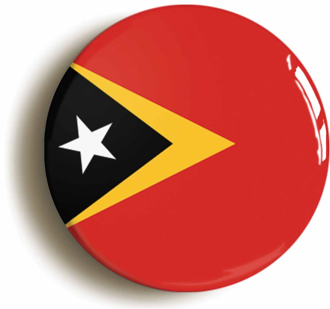 A picture of the front of the product, titled Timor-Leste East National Flag Circular 50mm Fridge Magnet