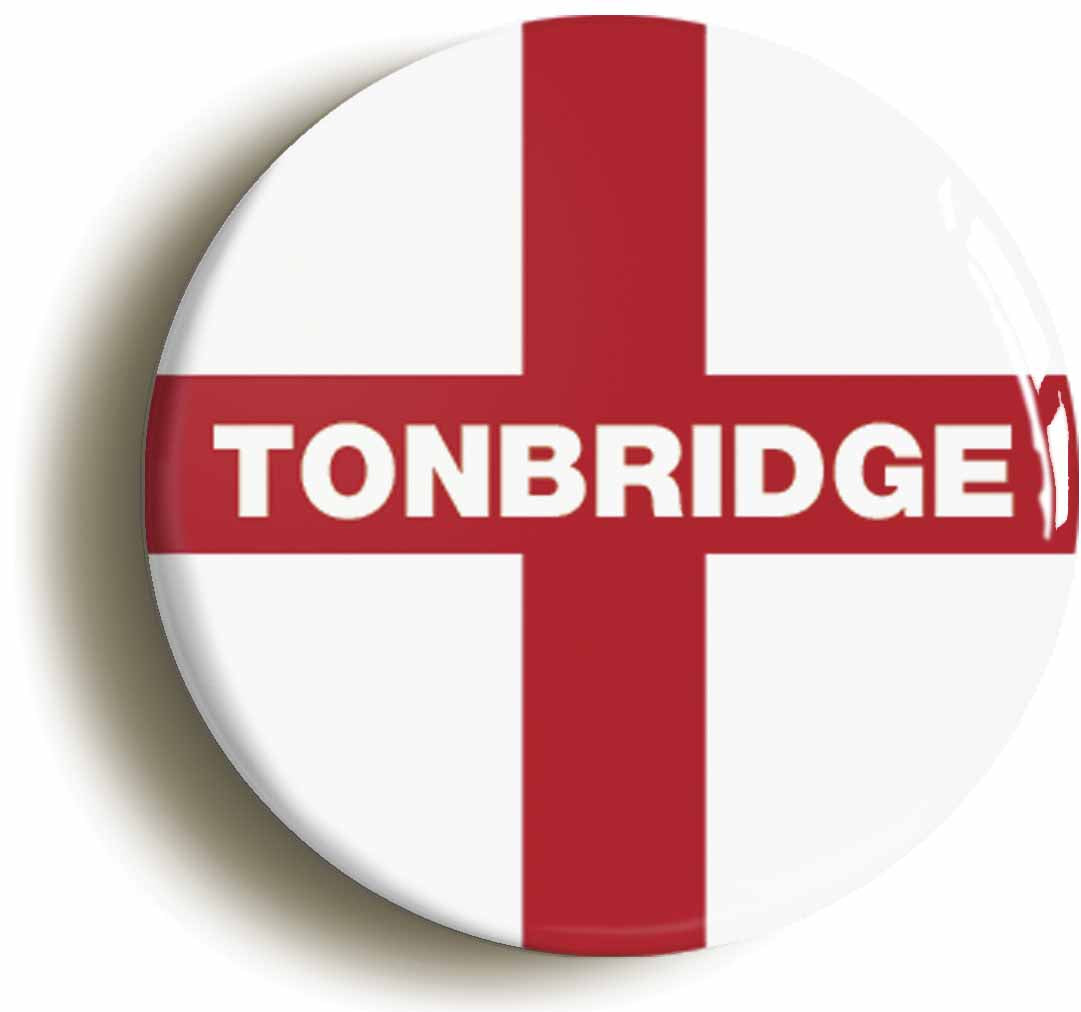 A picture of the front of the product, titled Tonbridge England Flag Circular 50mm Fridge Magnet