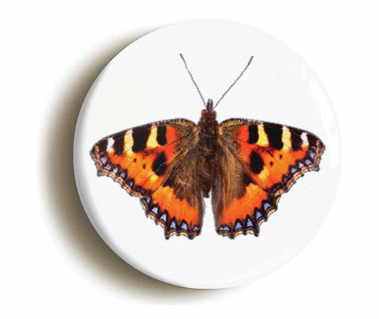 A picture of the front of the product, titled Tortoiseshell Butterfly Circular 50mm Fridge Magnet