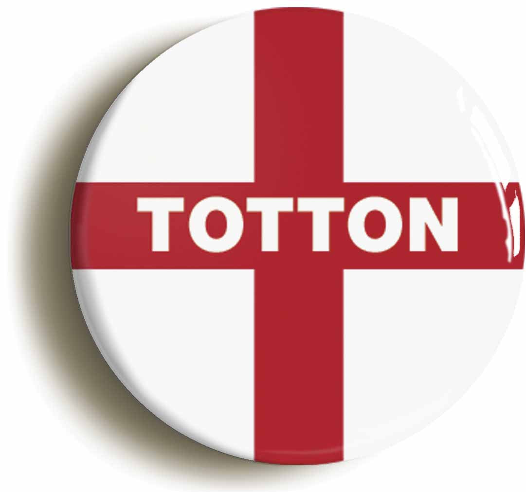A picture of the front of the product, titled Totton England Flag Circular 50mm Fridge Magnet