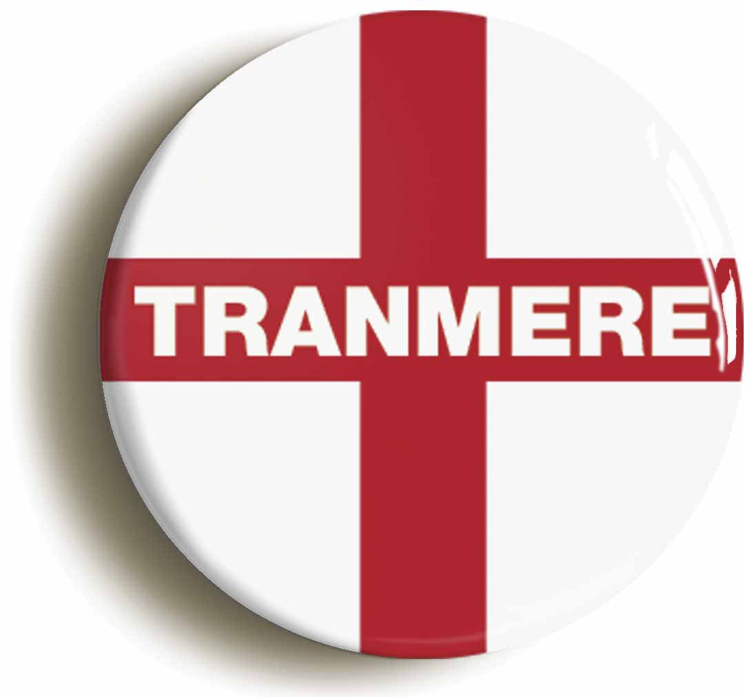 A picture of the front of the product, titled Tranmere England Flag Button Pin Badge