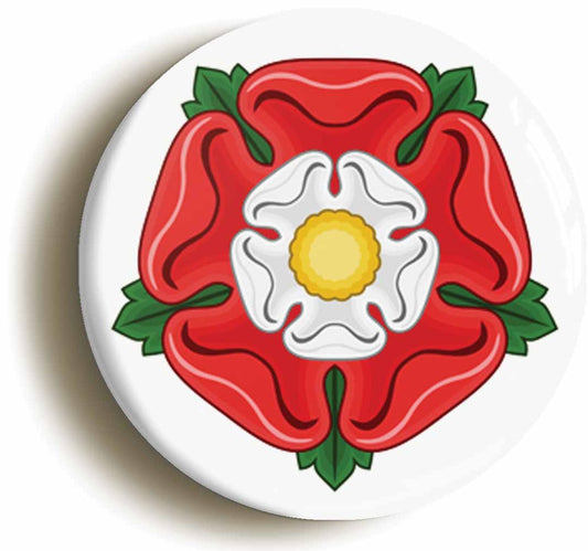 A picture of the front of the product, titled Tudor Rose Button Pin Badge