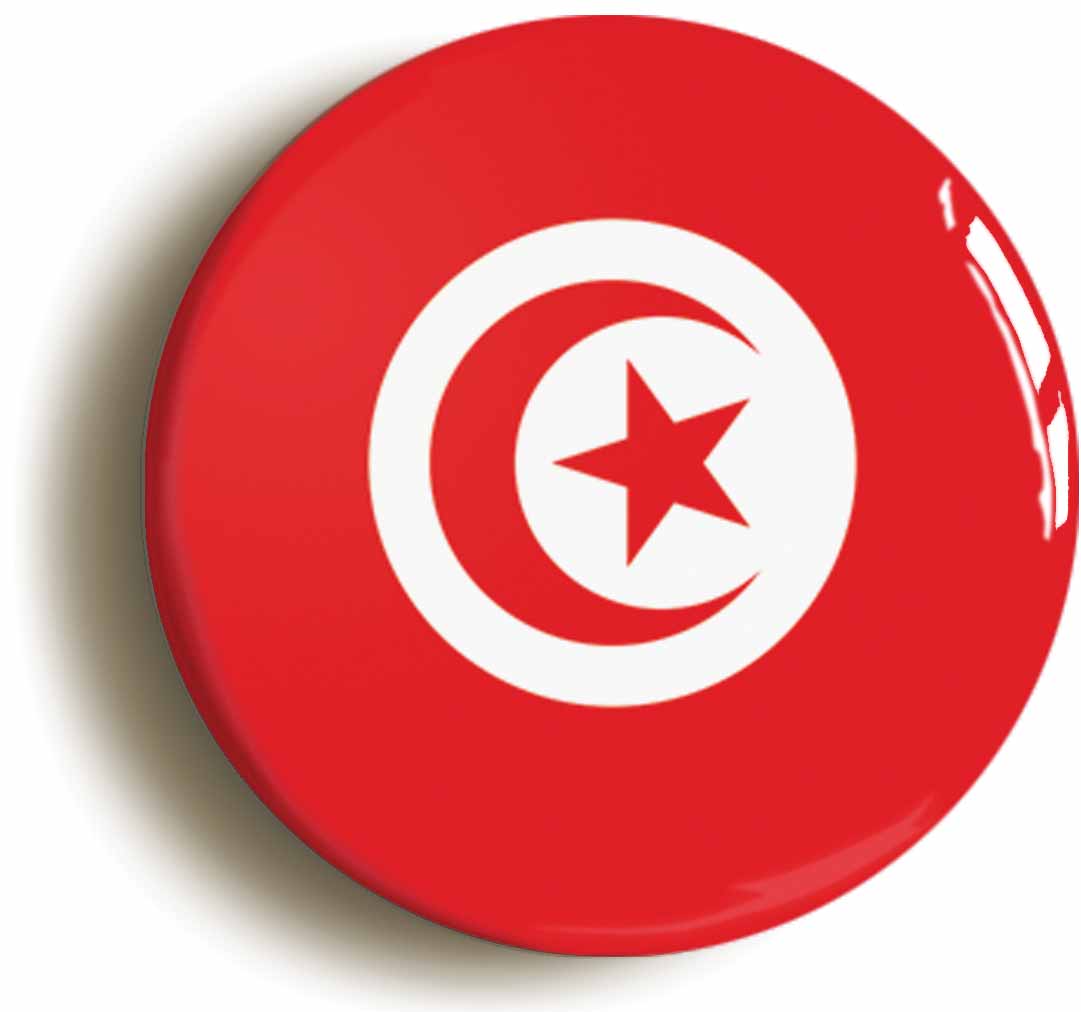 A picture of the front of the product, titled Tunisia Tunisian National Flag Button Pin Badge