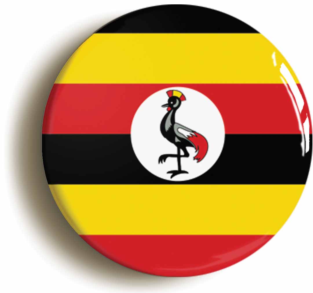 A picture of the front of the product, titled Uganda Ugandan National Flag Button Pin Badge