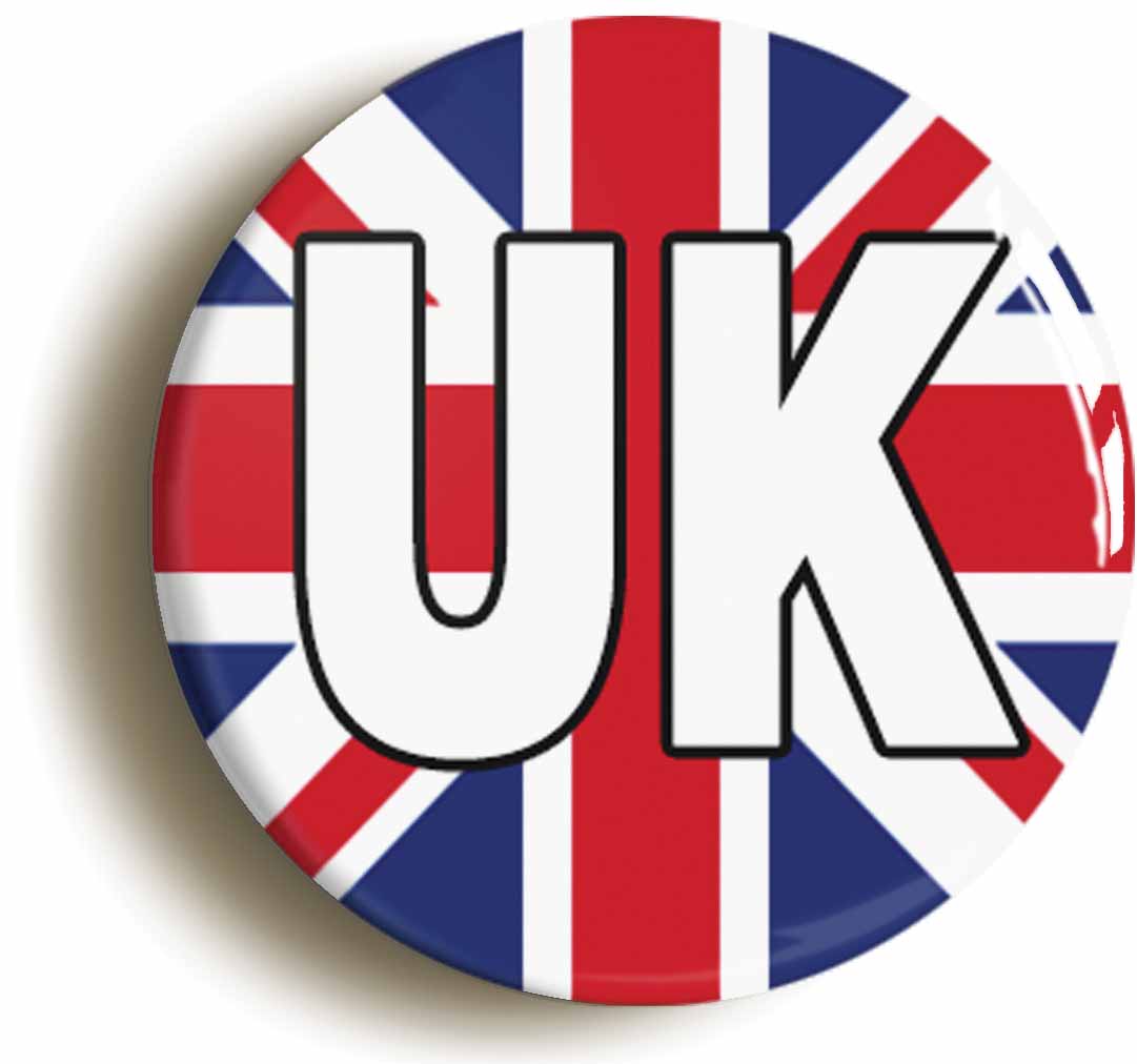 A picture of the front of the product, titled UK British Flag Tory Conservative Button Pin Badge