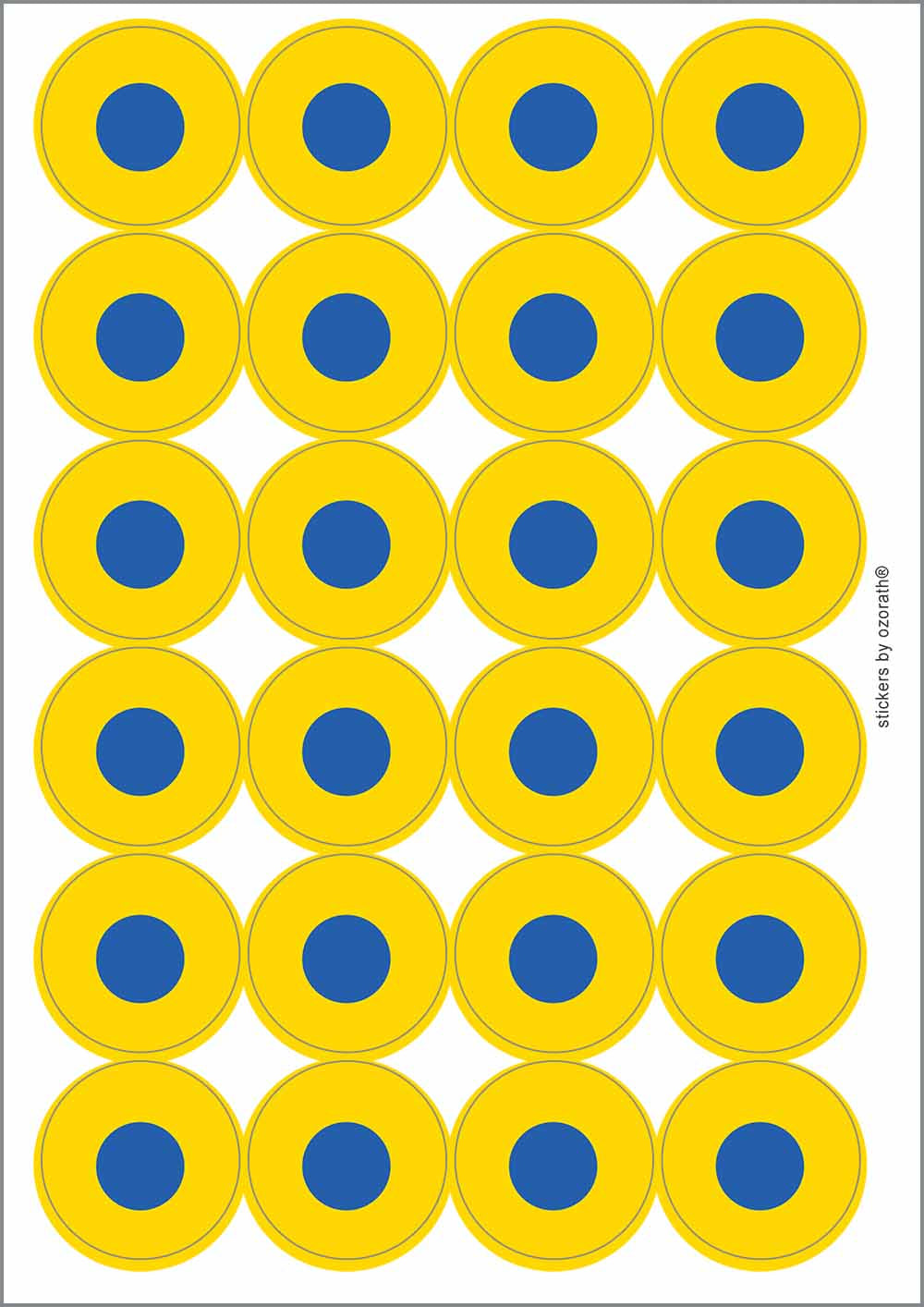 A picture of an A4 sheet of matte paper stickers