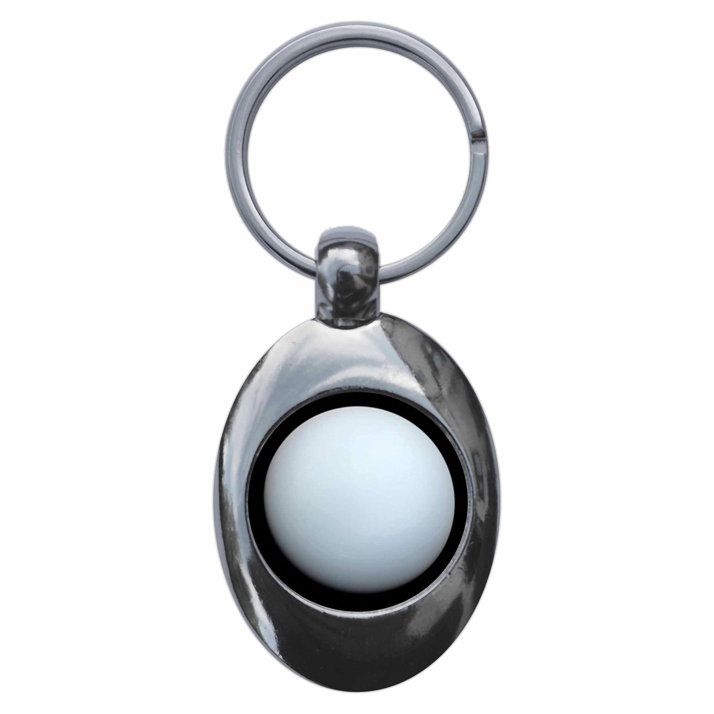 A picture of the front of the product, titled Planet Uranus Metal Keyring With Trolley Coin