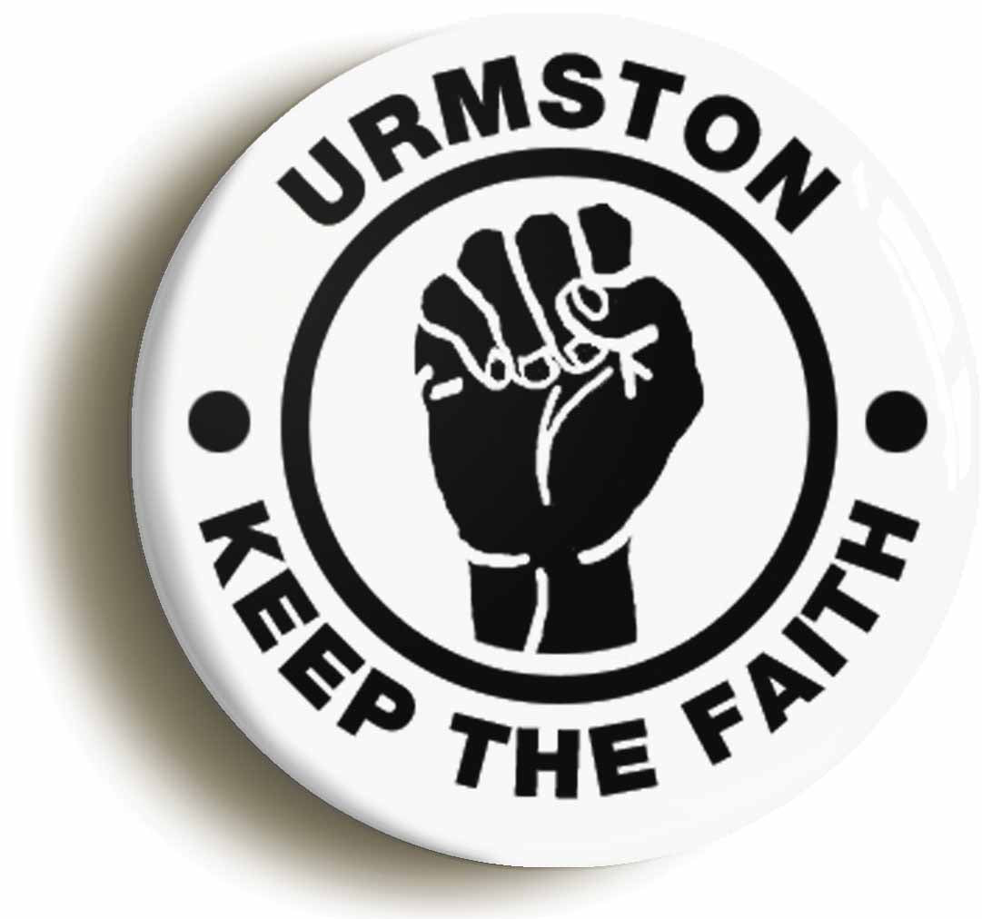 A picture of the front of the product, titled Urmston Keep The Faith Circular 50mm Fridge Magnet