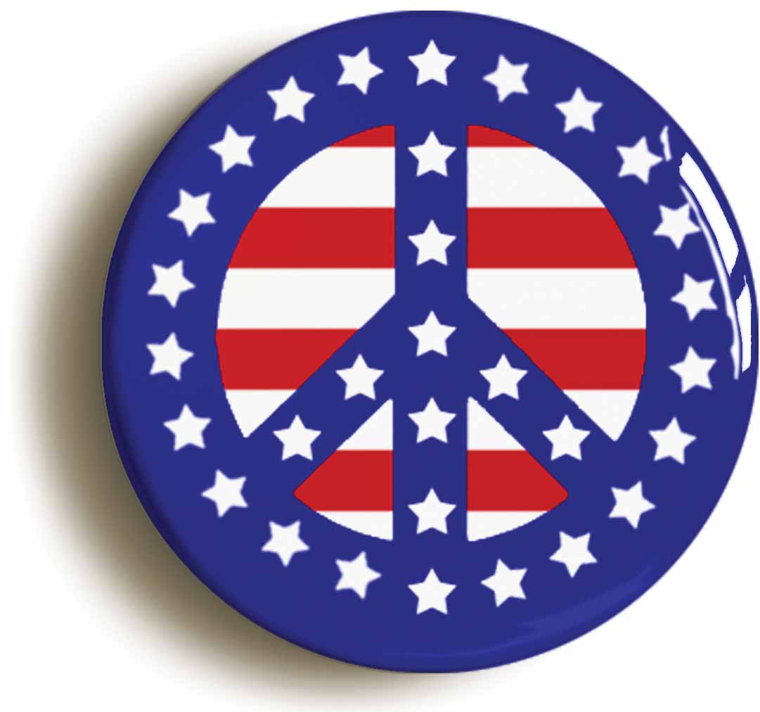 A picture of the front of the product, titled Usa CND Stars And Stripes Button Pin Badge