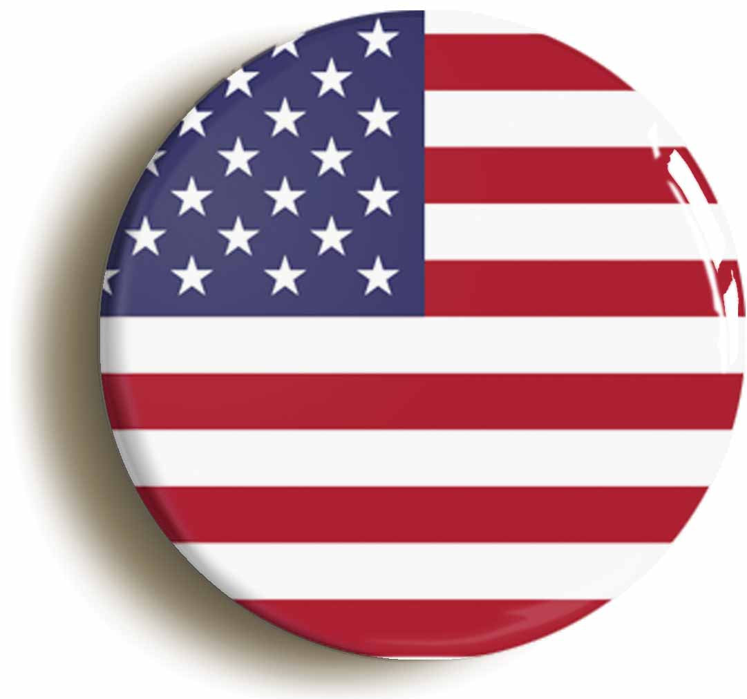A picture of the front of the product, titled United States Of America Flag Button Pin Badge