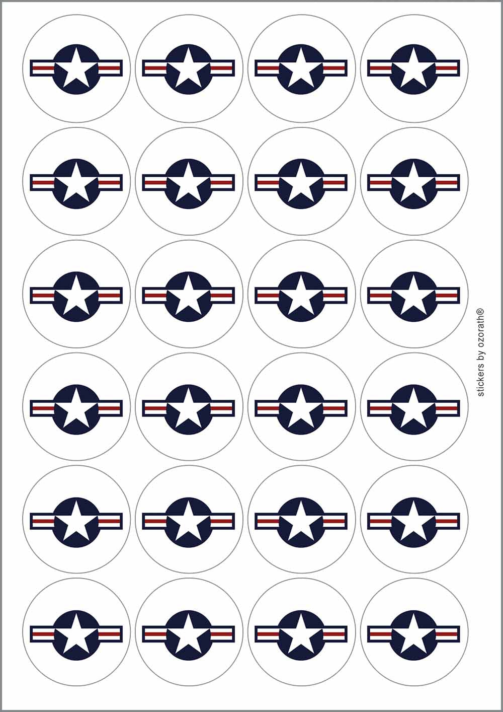 A picture of an A4 sheet of matte paper stickers