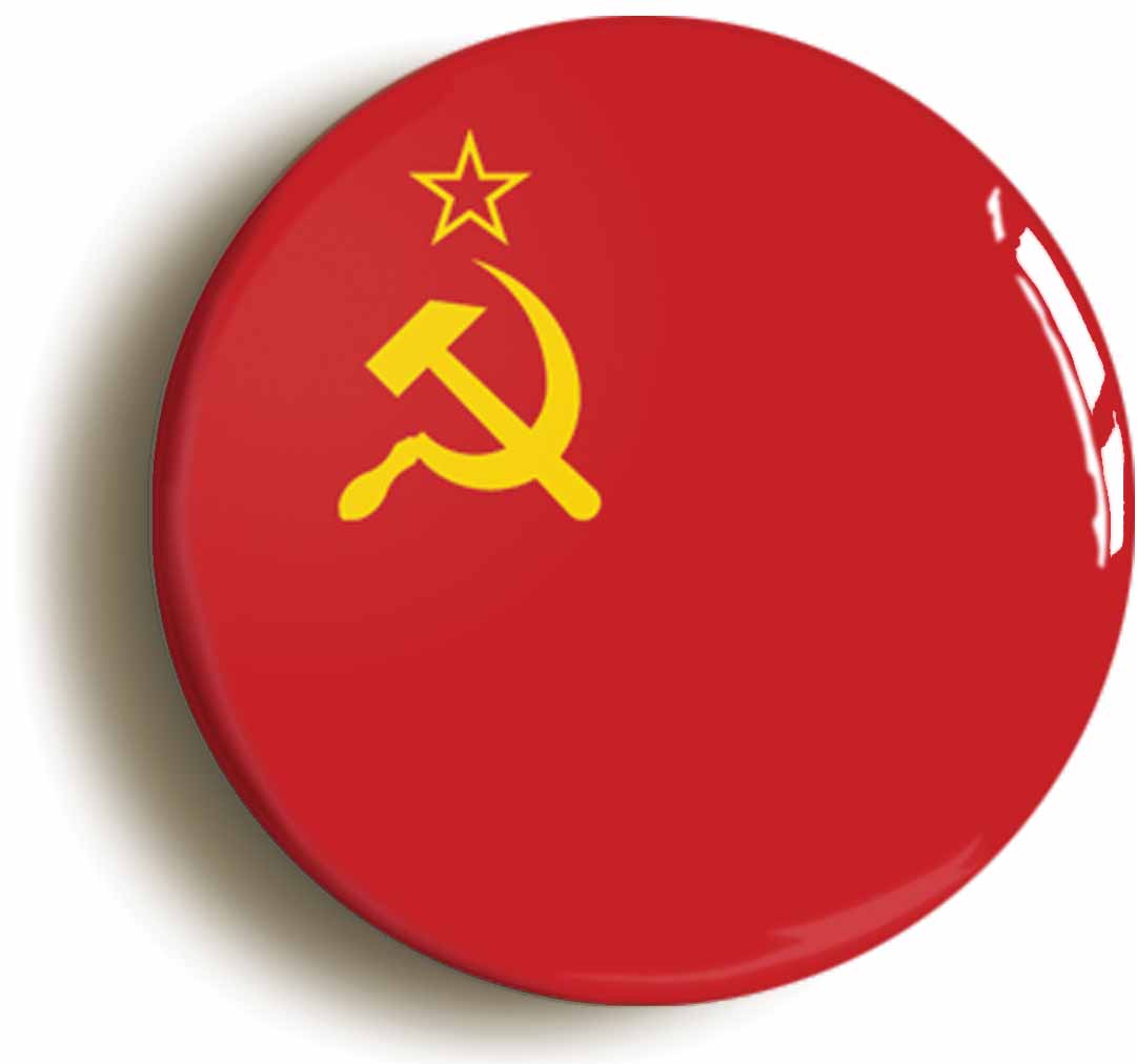 A picture of the front of the product, titled Soviet Union USSR National Flag Circular 50mm Fridge Magnet
