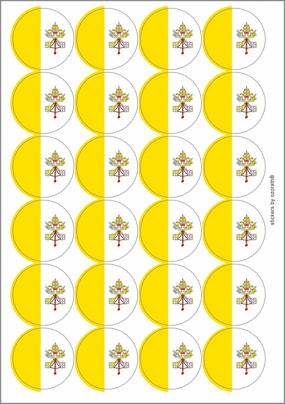 A picture of an A4 sheet of matte paper stickers