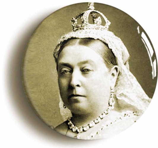 A picture of the front of the product, titled Queen Victoria British Empire, Victorian Button Pin Badge