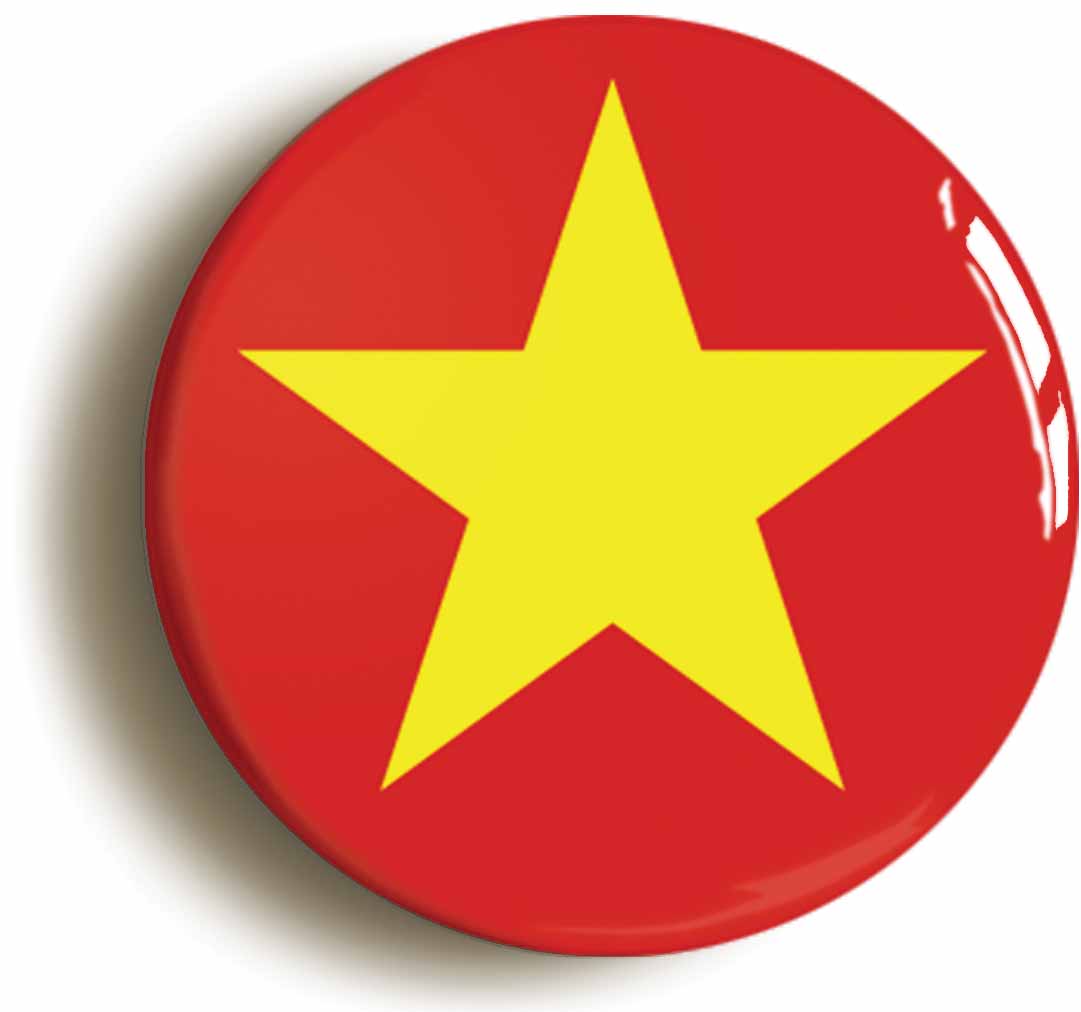 A picture of the front of the product, titled Vietnam Vietnamese Communist Flag Button Pin Badge