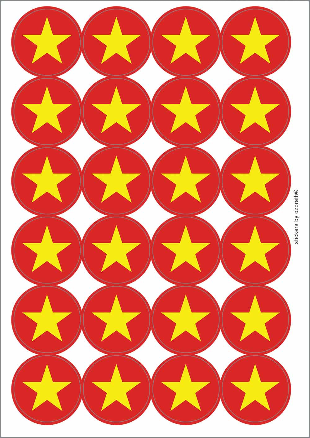 A picture of an A4 sheet of matte paper stickers