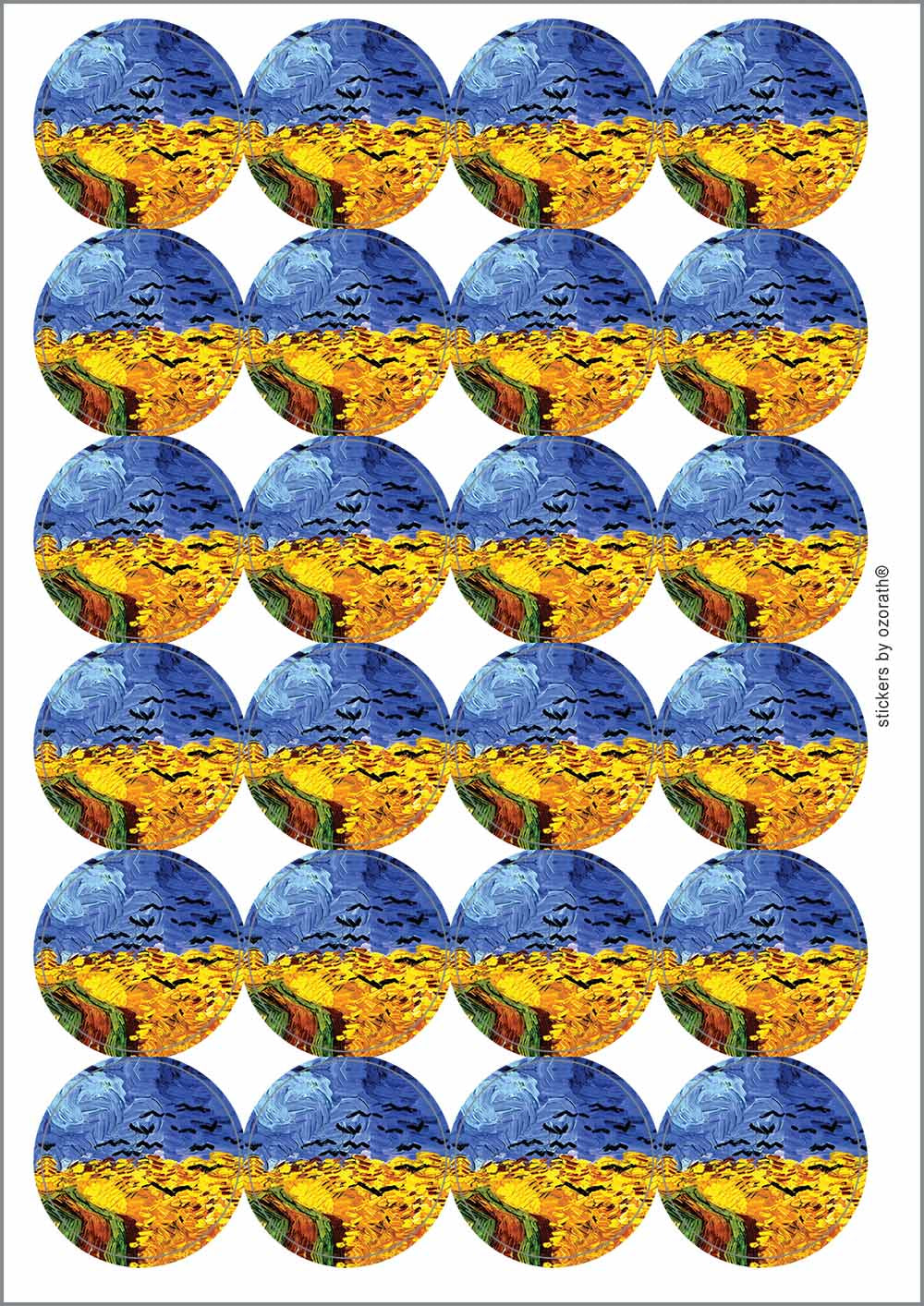 A picture of an A4 sheet of matte paper stickers