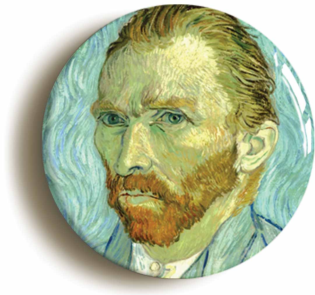 A picture of the front of the product, titled Vincent Van Gogh Self Portrait Circular 50mm Fridge Magnet