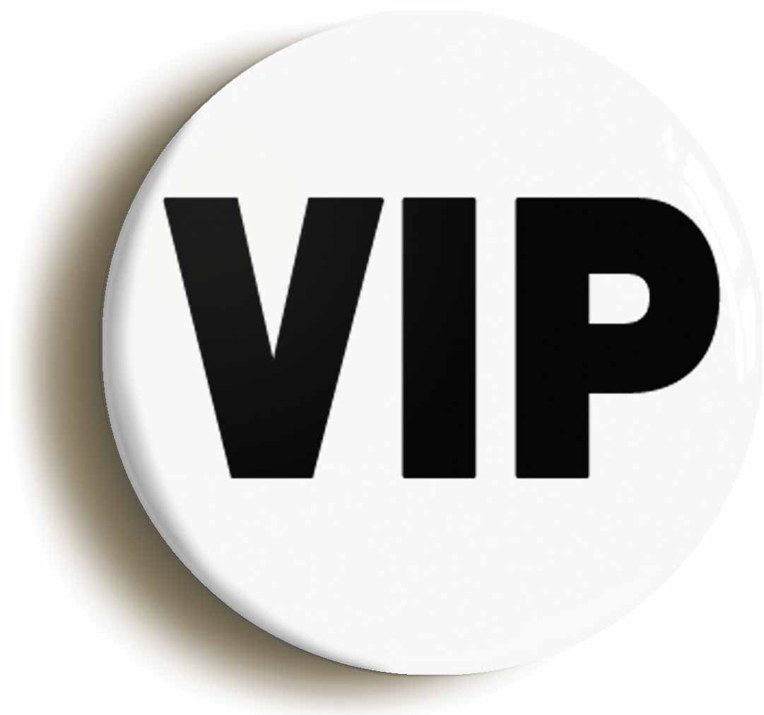 A picture of the front of the product, titled VIP Very Important Person Workplace Button Pin Badge