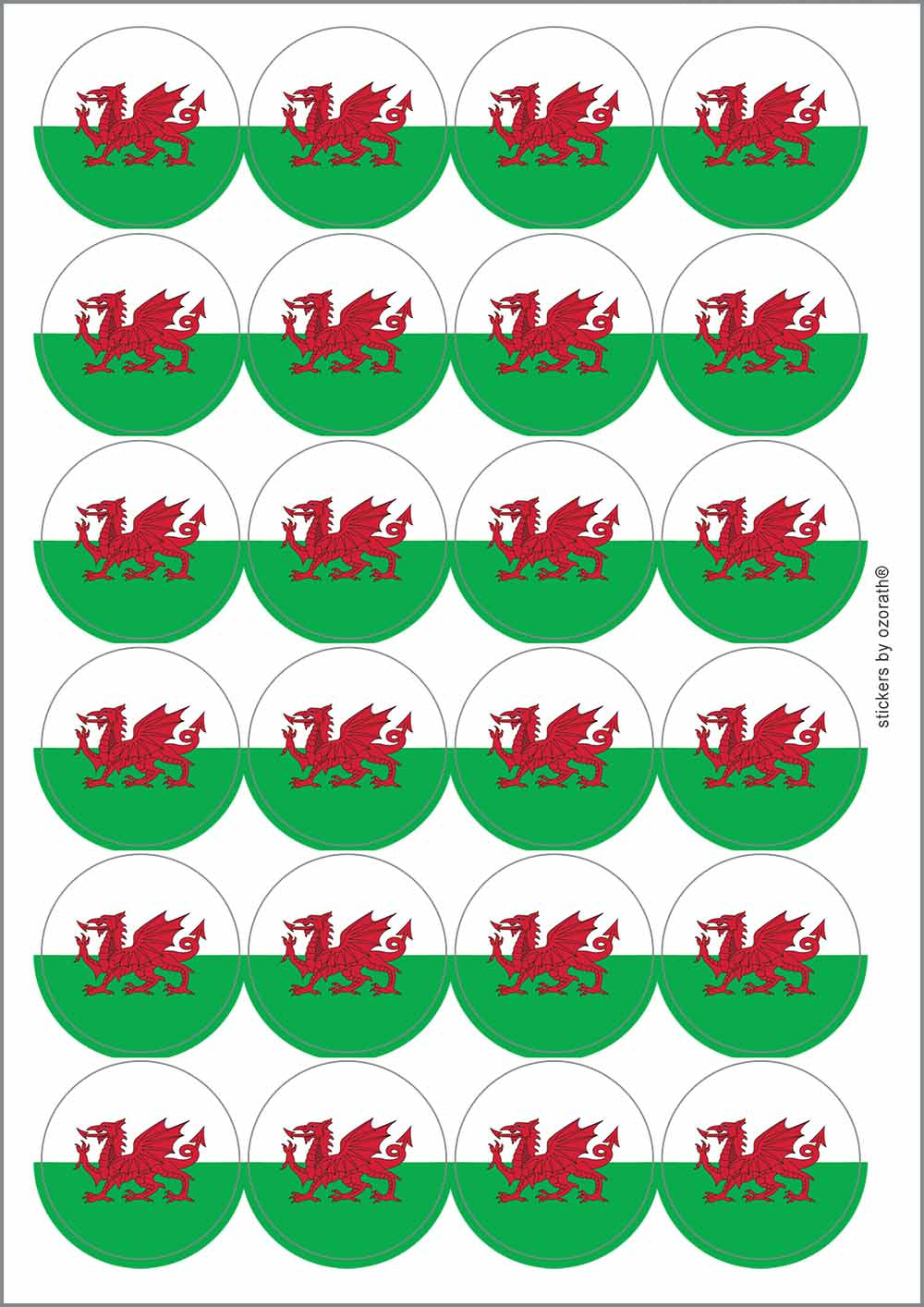 A picture of an A4 sheet of matte paper stickers