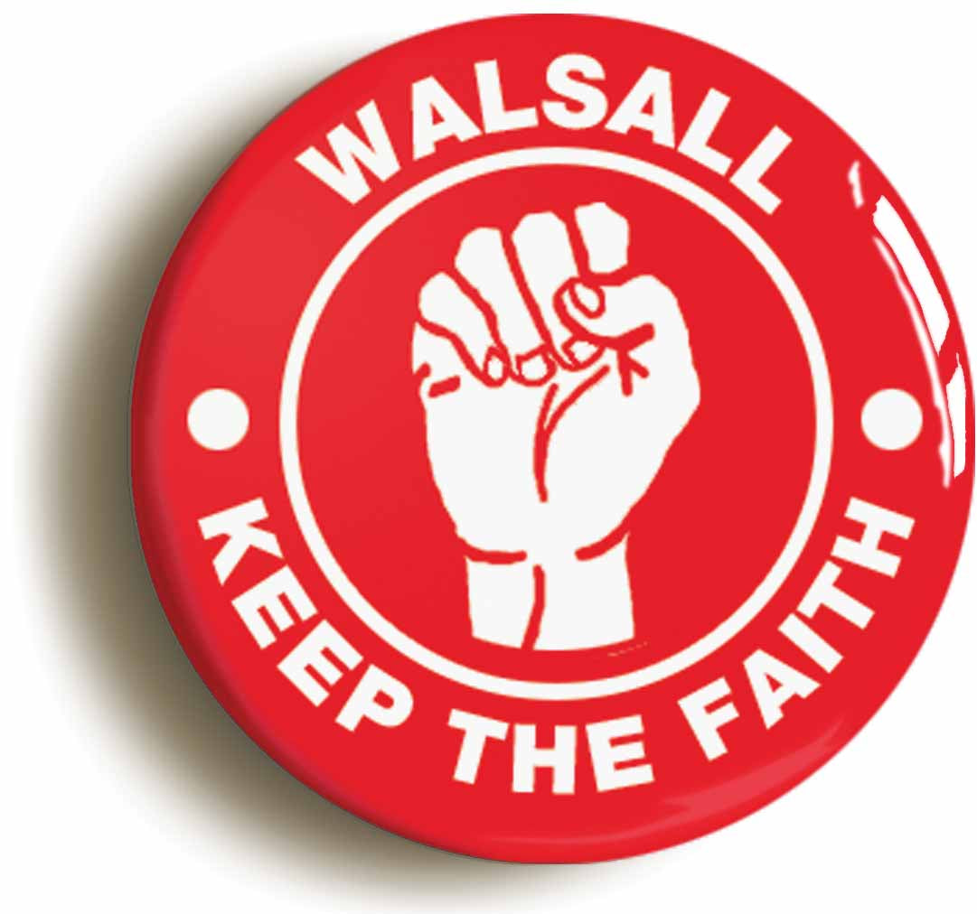 A picture of the front of the product, titled Walsall Keep The Faith Northern Soul Button Pin Badge